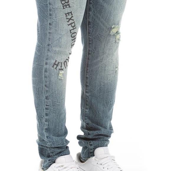 STRIVERS ROW NWT MEN’S SUGAR MAPLE DISTRESSED BLUE DENIM JEANS 40 - Picture 2 of 16